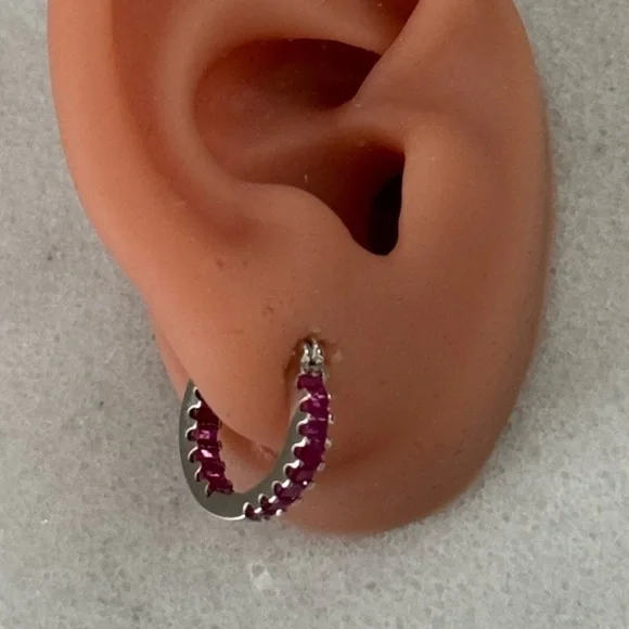 Sterling Silver Princess Pink Crystal Hoop Earrings
Brand New - Picture 5 of 5